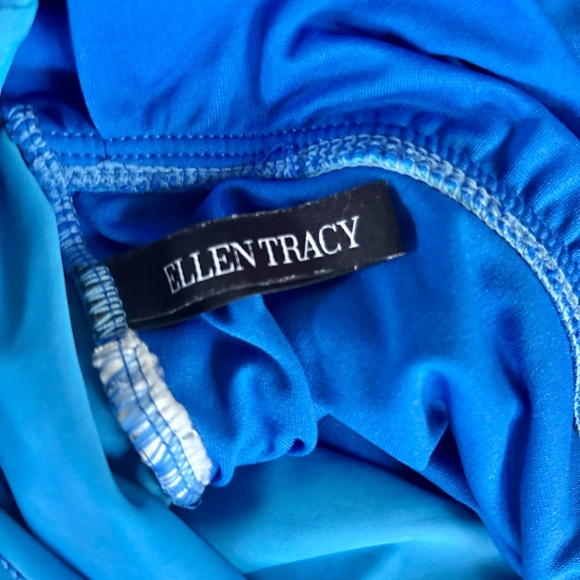 Ellen Tracy Blue One Piece Swimsuit High Neck Keyhole Front Size M | Gently Used - Picture 8 of 10